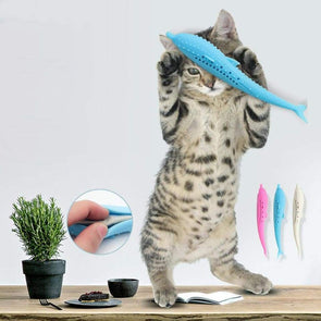 Fish shaped self-cleaning toothbrush with Catnip - Catnip Beasts