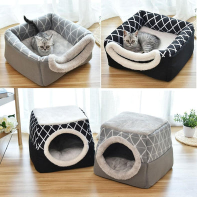 Soft Nest Bed Sleeping Cave Tent Warm Cozy Winter Pattern-Catnip Beasts