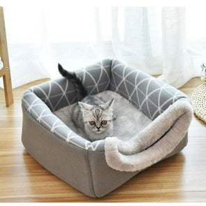 Soft Nest Bed Sleeping Cave Tent Warm Cozy Winter Pattern-Catnip Beasts