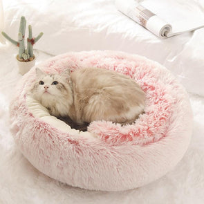 Round Plush Bed Semi-enclosed Nest for Deep Sleep Comfort in Winter Basket Soft Kennel-Catnip Beasts