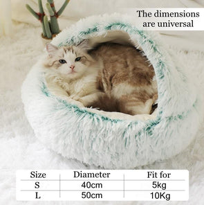 Round Plush Bed Semi-enclosed Nest for Deep Sleep Comfort in Winter Basket Soft Kennel-Catnip Beasts