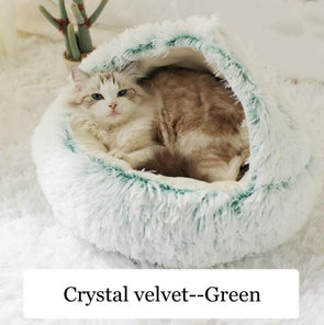 Round Plush Bed Semi-enclosed Nest for Deep Sleep Comfort in Winter Basket Soft Kennel-Catnip Beasts